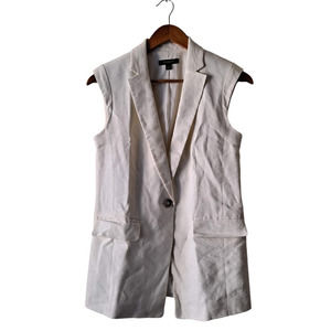 Ann Taylor Women's Beige Cap Sleeve Tunic Top / Vest with Pockets - Size 2